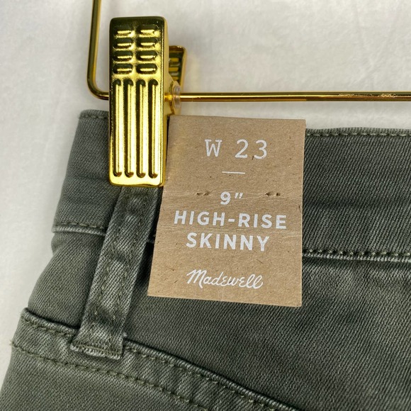 NWT Madewell Women's Size 23 Green 9'' High Rise Skinny Button Closure Jeans - Picture 12 of 15